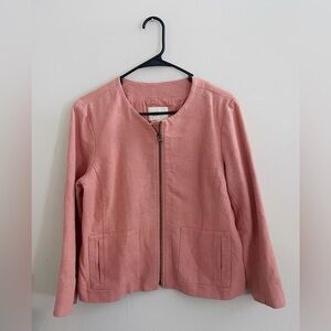 Ann Taylor LOFT Cotton Pink Textured Blazer office chic Barbiecore